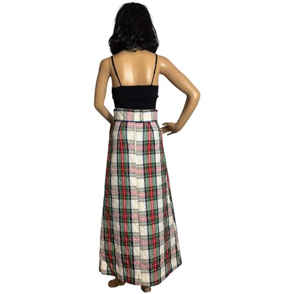 Vintage 1970s Handmade Quilted Plaid High waisted Maxi Skirt size Small - Medium - Picture 6 of 12